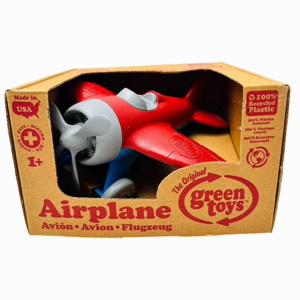 Green Toys Airplane Recycled Plastic Red Gray Eco-Friendly BPA-Free Ages 1+ NIB